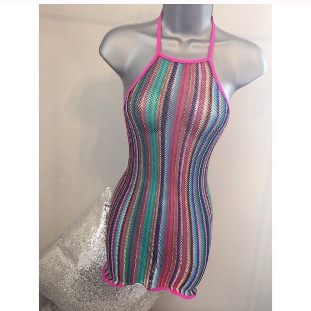 Fishnet rainbow dress